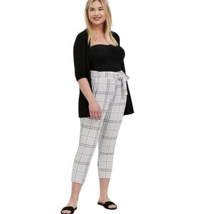 Torrid Plaid Paperbag Waist Crop Pants w/ Self Tie Belt Sz 10